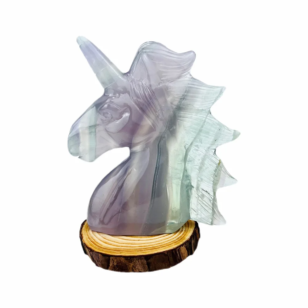 

1 Pcs Natural Crystal Fluorite Unicorn Figurine Sculpture Statue Spiritual Healing Stone For Fengshui Home Decoration Gift