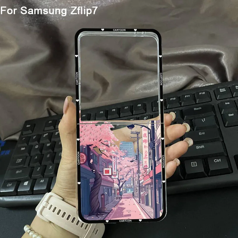 Anime Mount Fuji Landscape Clear Folding Phone Case for Samsung Galaxy Z Flip 7