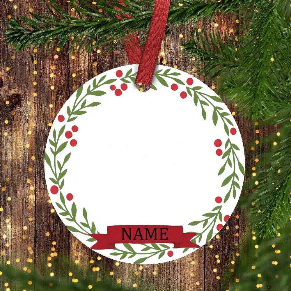 thumbnail image 1 of Adorno navideño de cerámica personalizado para bebé con foto y nombre. Colgante navideño. Accesorios para fotografías de la primera Navidad del bebé, 1 of 5