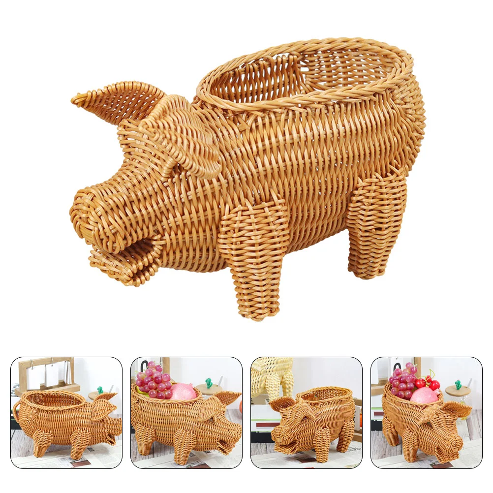 

Fruit Basket Holder For Kitchen Countertop Storage Food Imitation Woven Container Baskets Rattan Practical Decor