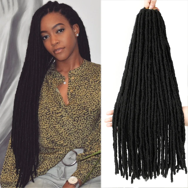 Synthetic Crochet Braiding Hair Extensions Dreadlocks Ombre Brown Colored X-TRESS Soft Straight Faux Locs Braids Hair For Women #1B
