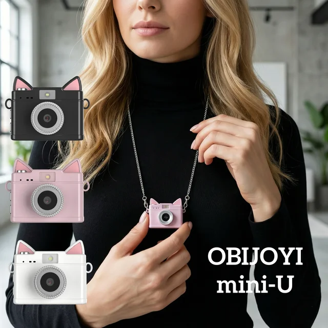 OBIJOYI Mini Digital Camera 0.96 Inch Keychain Camera Retro Support Memory Card 1080P Small Camcorder Video Recorder with Flash