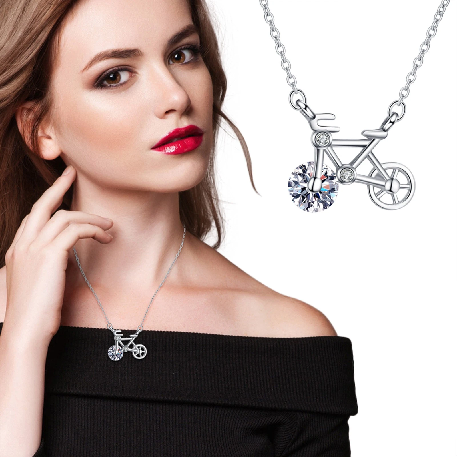Collares pequeños para collar diamantes baile Simple, collar de nombre con forma de bicicleta, conjuntos de collar de corazón para mujer| | - AliExpress