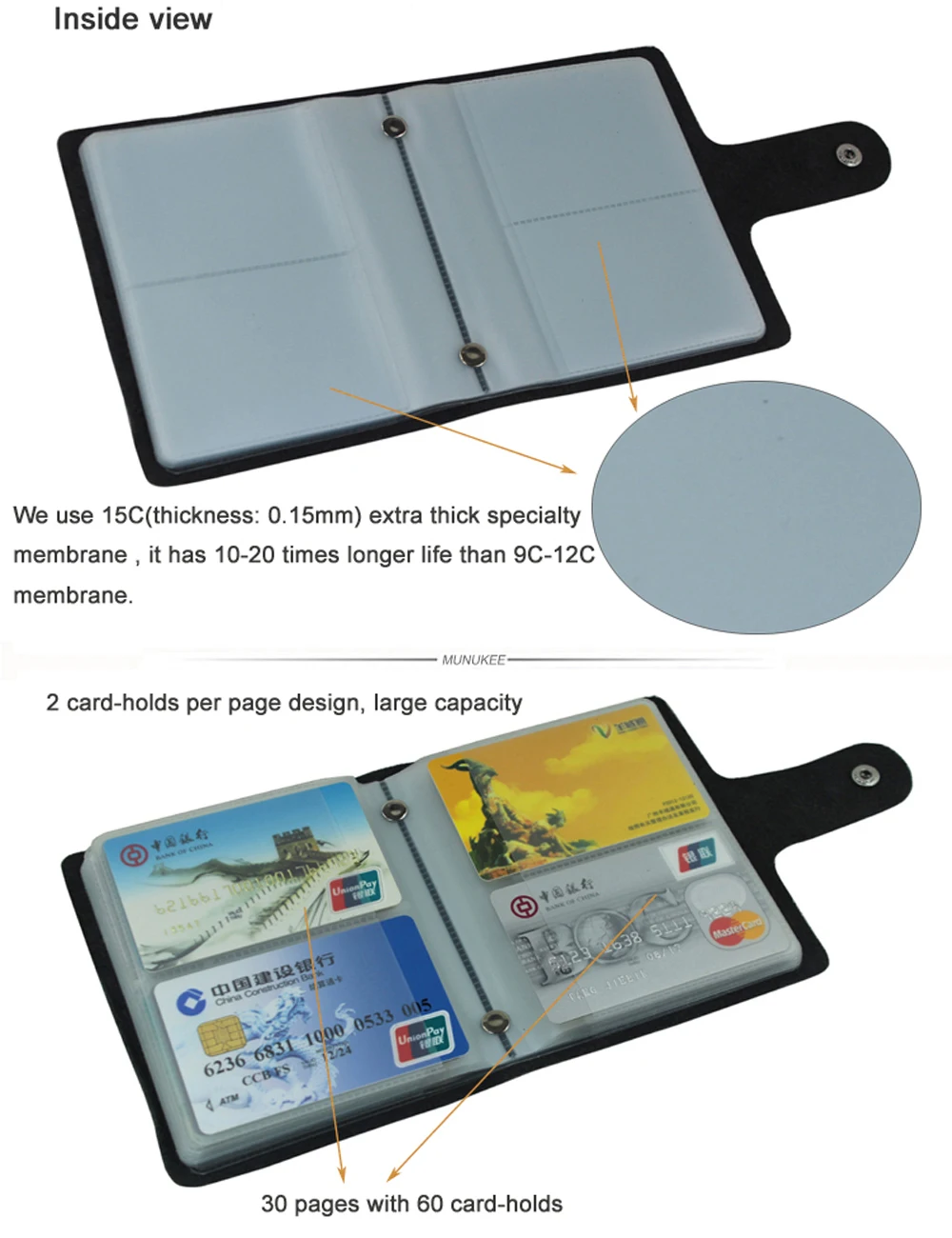 Genuine Leather Credit Card Holder Men Card Wallet ID Holder Women Business Case Large capacity 60 Slots MC-902