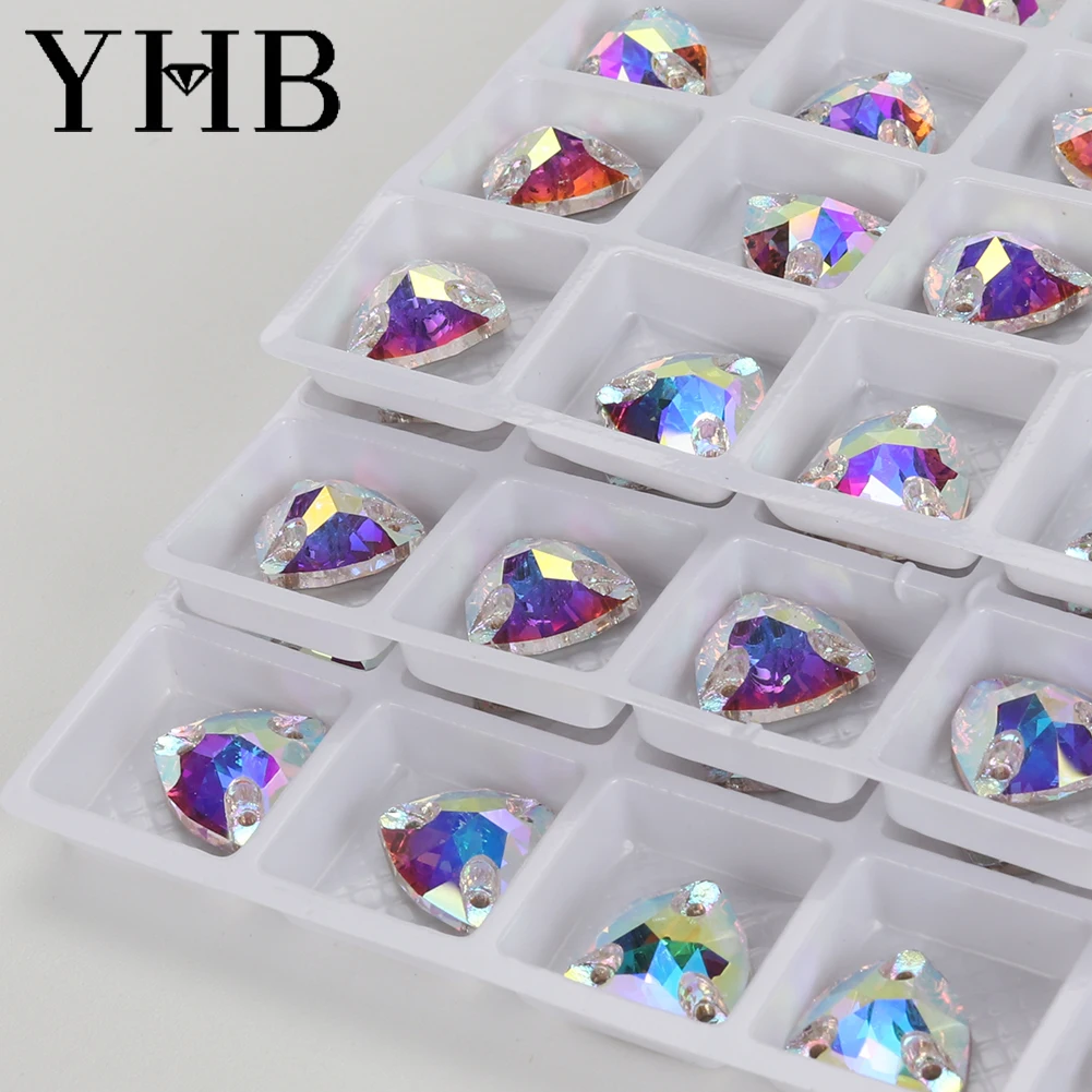 Sewing Rhinestones Fat Trilliant Glass Siam Crystal AB Flatback For Garment Clothes Bags
