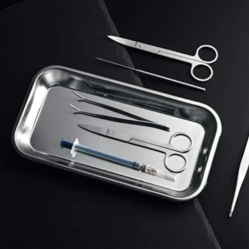Surgical Tray, Stainless Steel Tray for Lab Instrument Supplies, Tattoo Tool, Necklaces, Perfume, Hair Brushes, Jewelry