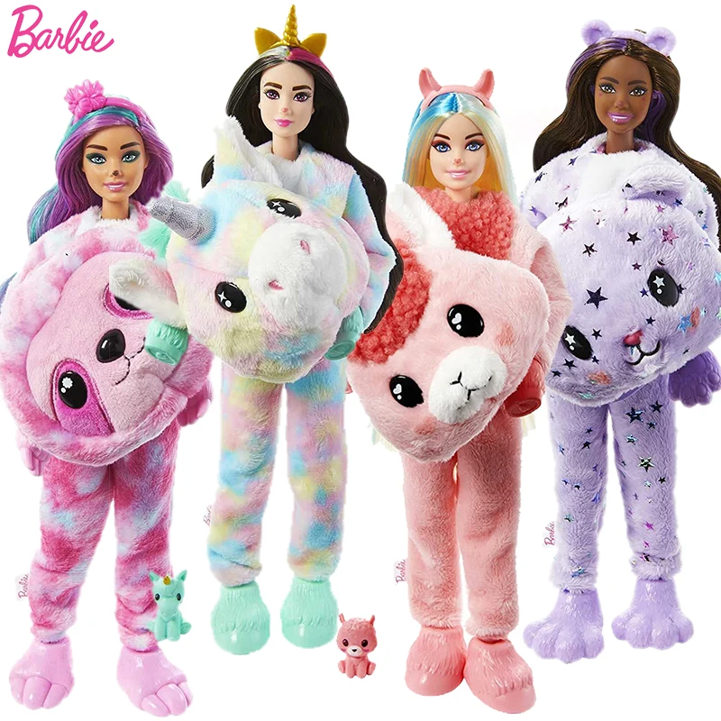 original-barbie-doll-cutie-reveal-fantasy-animal-plush-clothes-costume-surprise-llama-bear-joints-move-toys-for-girls-blind-box