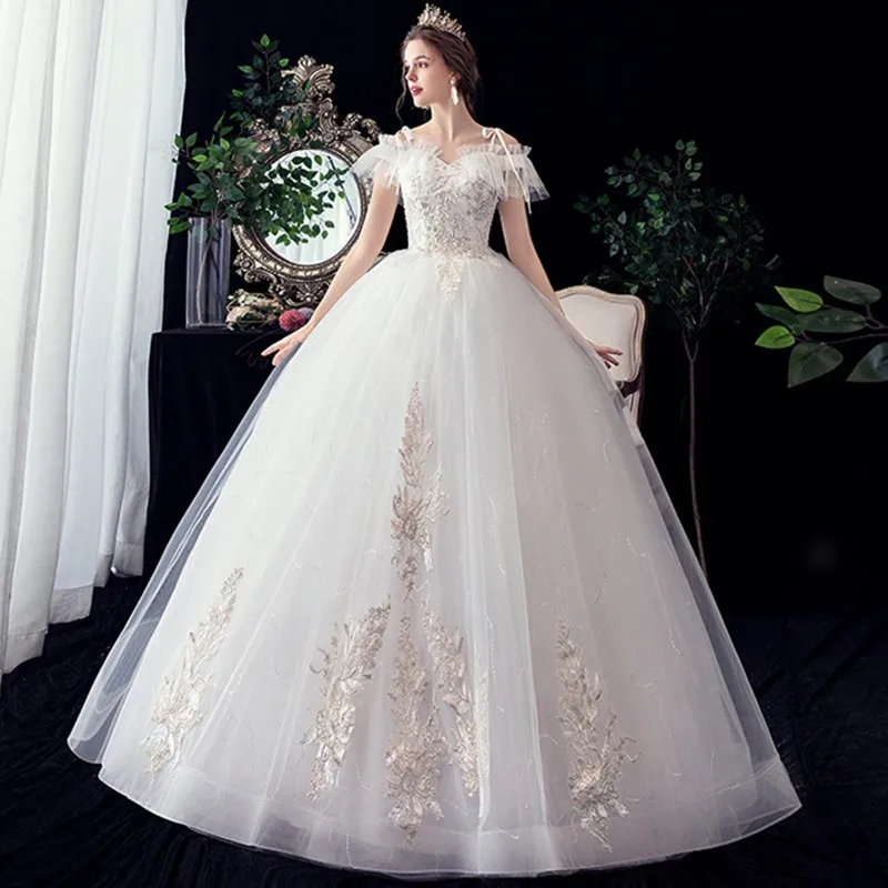 

2023 New Arrivals Off The Shoulder Wedding Dress For Petite Plus Size Robe De Mariage Manches Longues Bride Women Wholesale Gown