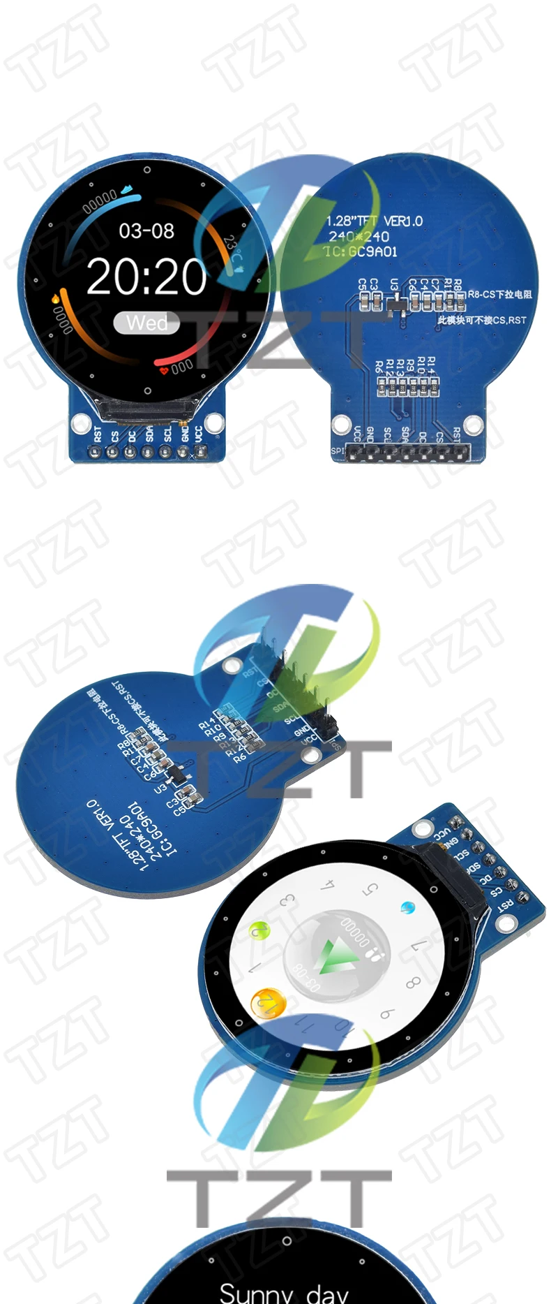 TFT Display 1,28 Zoll TFT LCD Display Modul Runde RGB 240*240 GC9A01 Fahrer 4 Draht Spi-schnittstelle 240x240 PCB Für Arduino – Detail 8