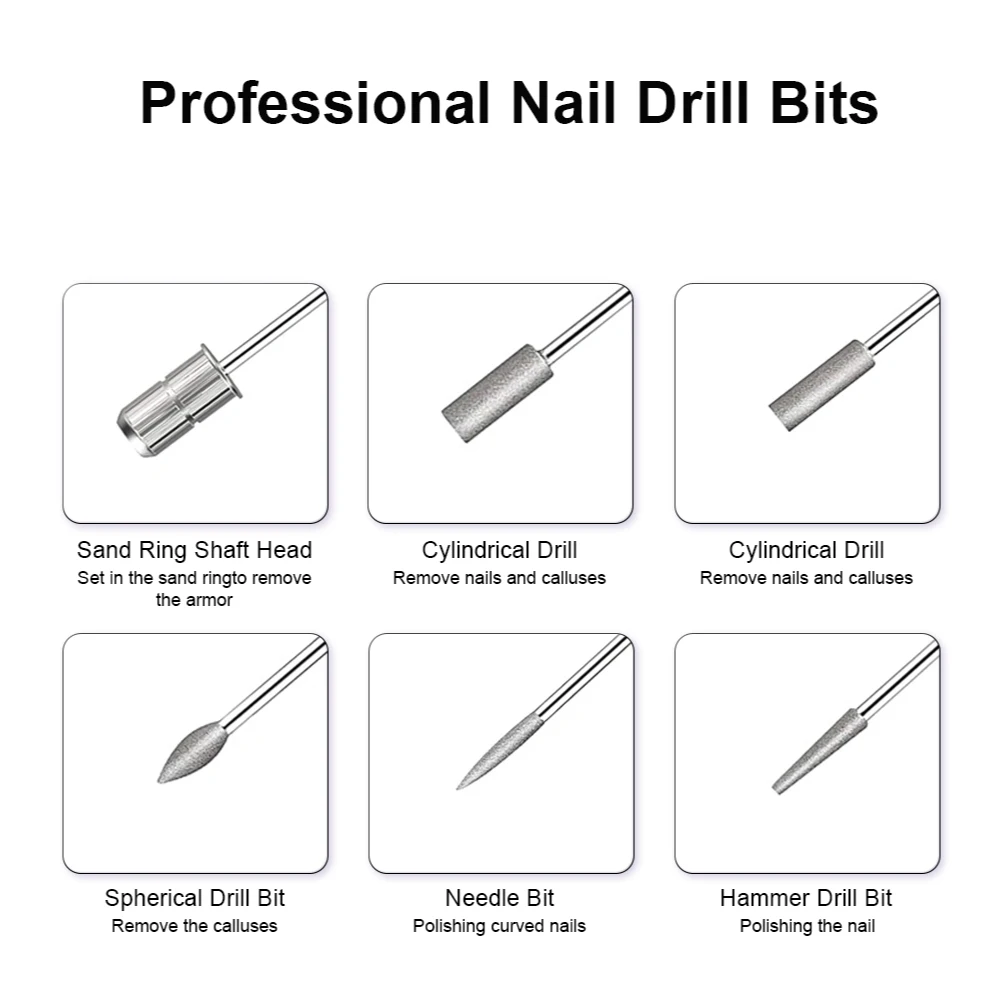 Multitype Plug Nail Drill Machine Electric Manicure Milling Cutter Set For Gel Nail Polish Manicure Tool Accessories