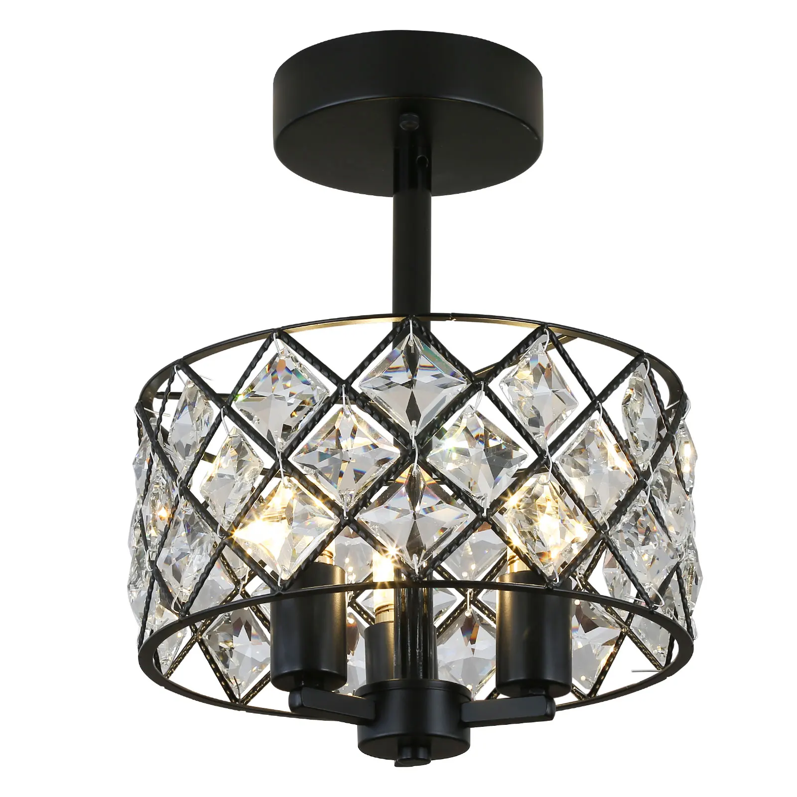 

Luxury Post Modern LED Retro Style Pendant Light Crystal Black Chandeliers Home Decor Living Room Ceiling Lamp