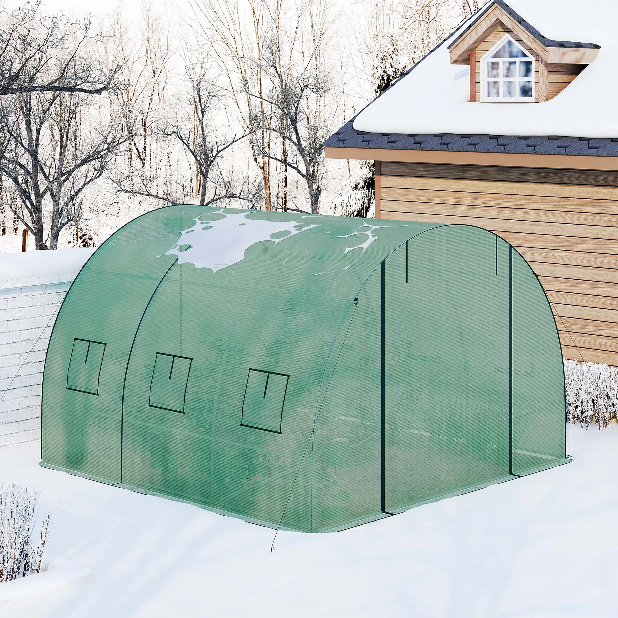 WOLTU begehbares Tunnelgewächshaus, Winterfoliengewächshaus mit Tür, Pflanze, Tomaten, Gemüse, Zelt, frostsicher, warme Raumabdeckung – Detail 10