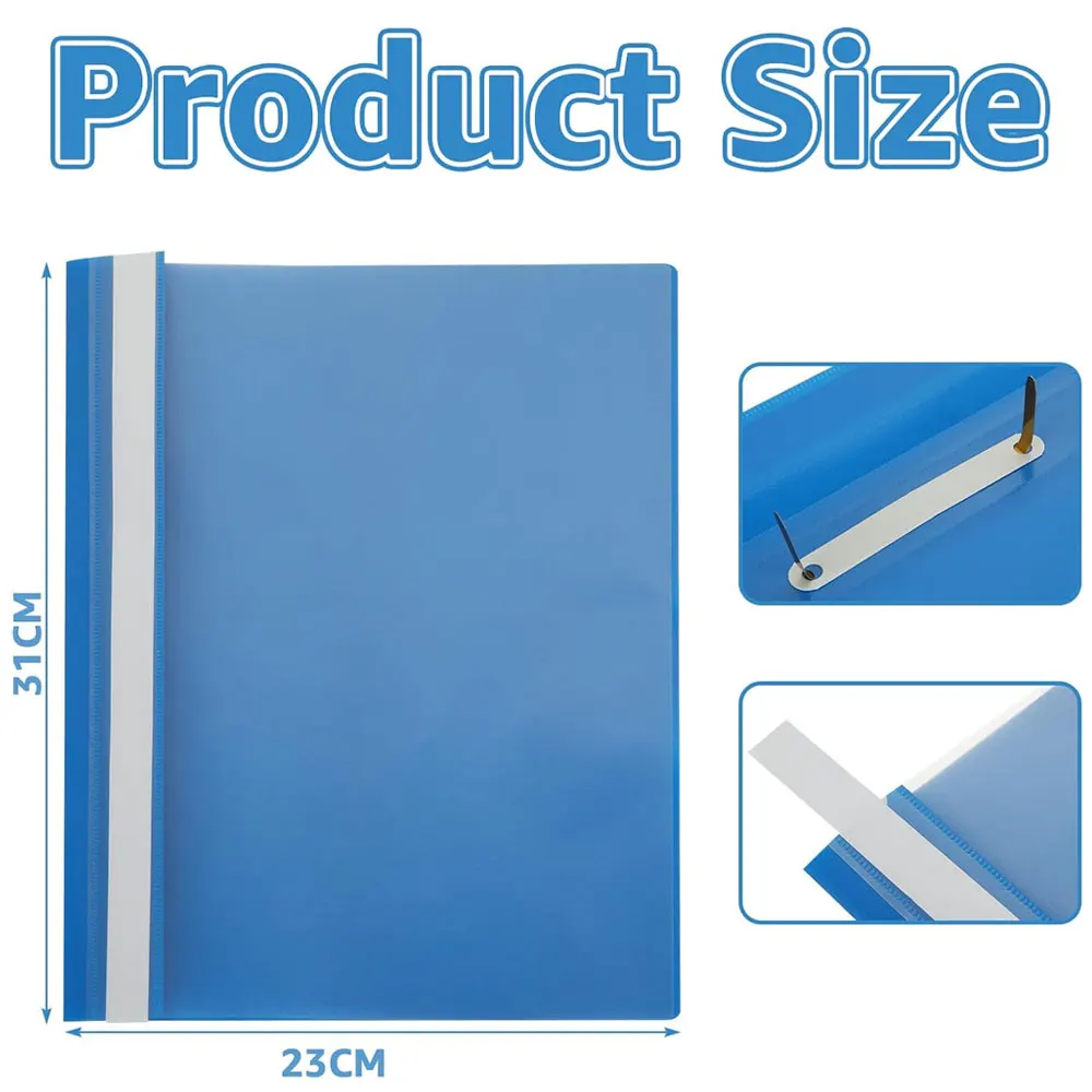 5-pack project folders, A4 plastic folders, transparent cover, double-hole binding clips, specifically for document storage. - 2