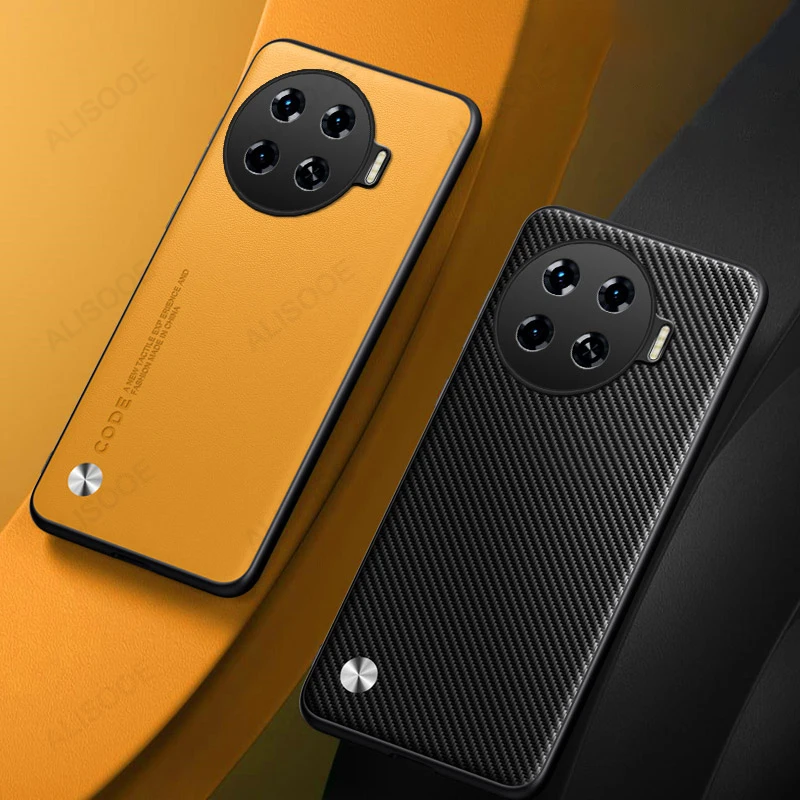 Luxury Shockproof PU-Leather Case with Fiber Texture for Smartphones (6.78 inch)