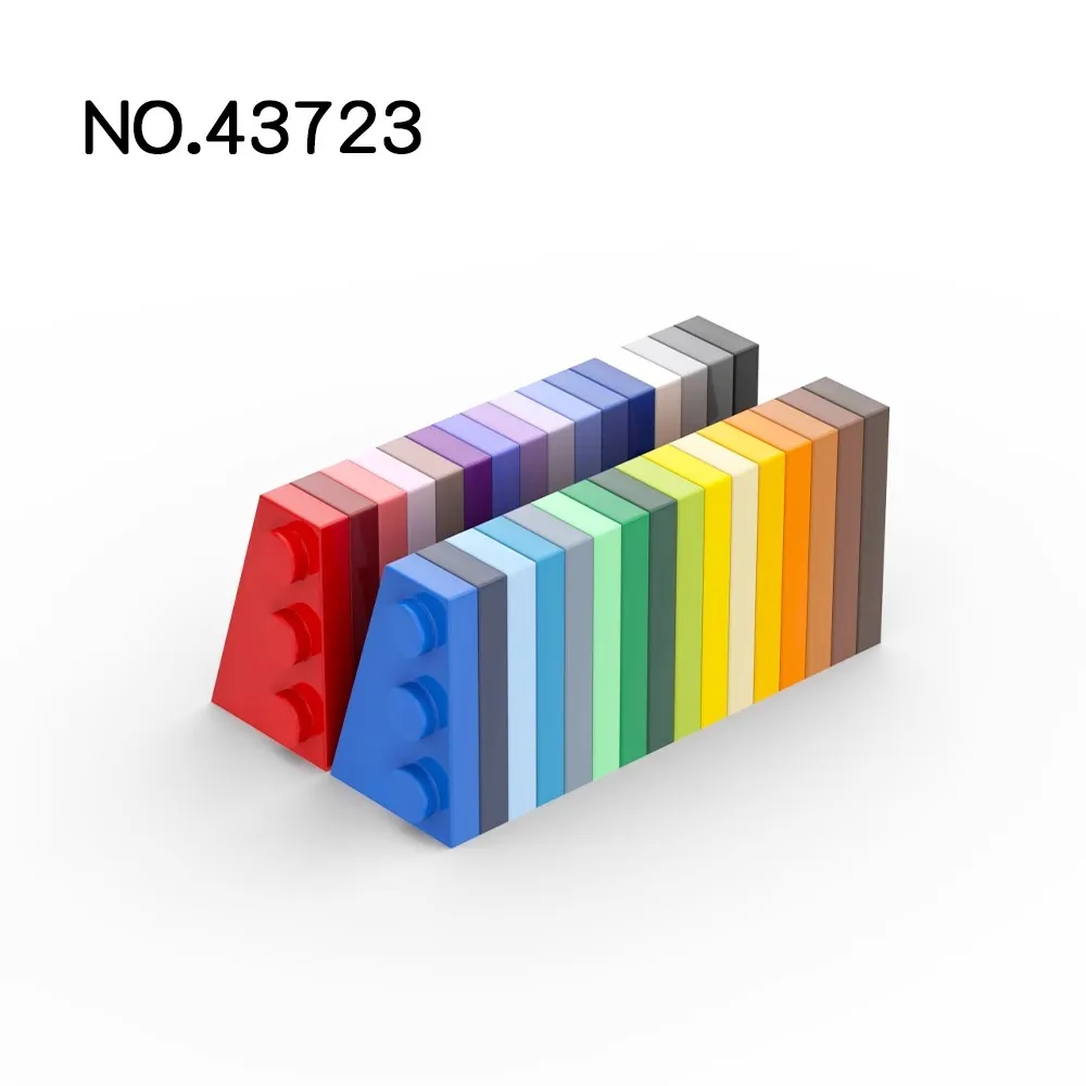 20pcs MOC 부품 43723 웨지 플레이트 3x2 왼쪽 호환 벽돌 DIY Assmble 빌딩 블록 입자 아이 퍼즐 두뇌 장난감 선물