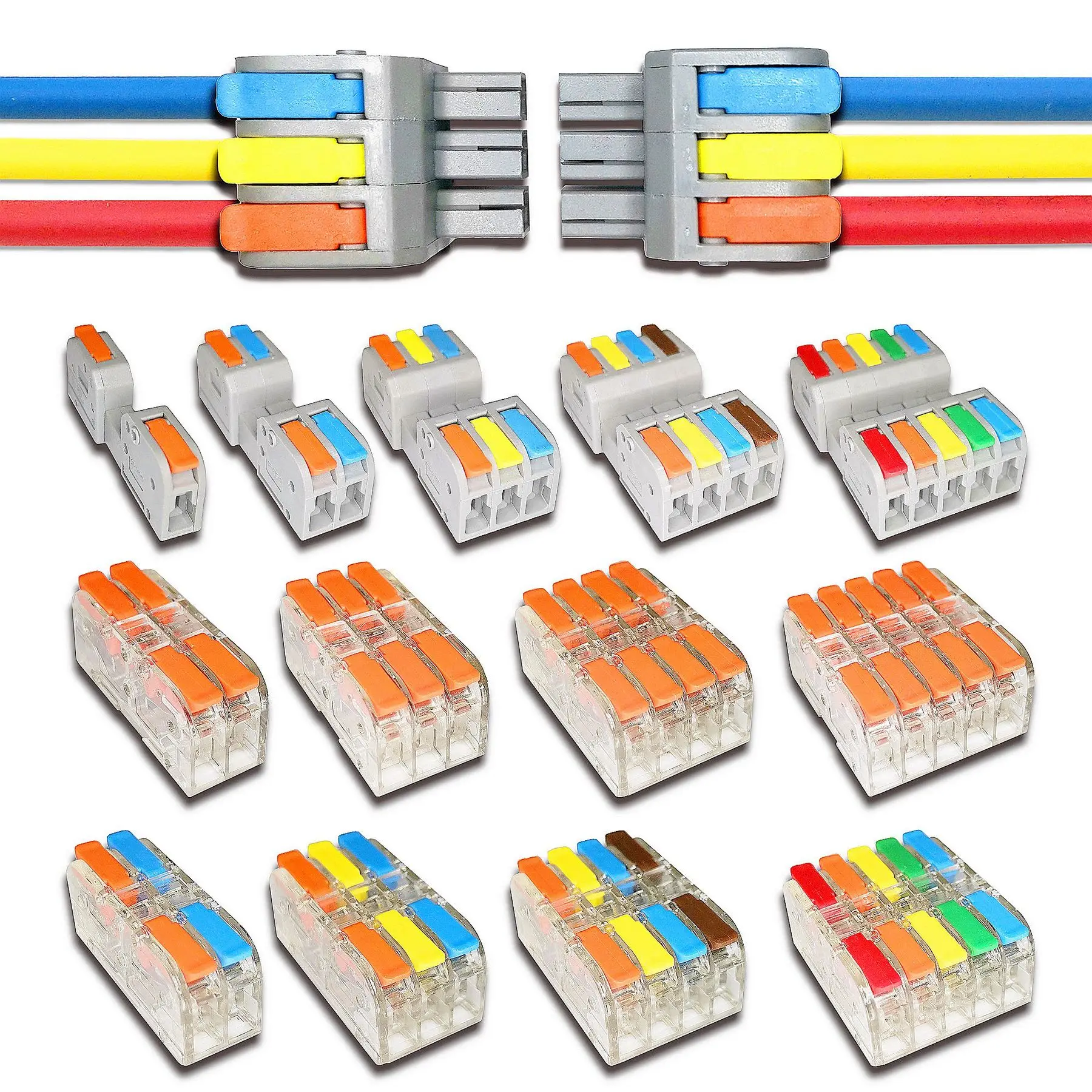 

Wire Connectors 2604DT 2608T Docking Cable Conectors Fast Universal Wiring Compact Conductors Push-in Terminal Block LED SPL-223