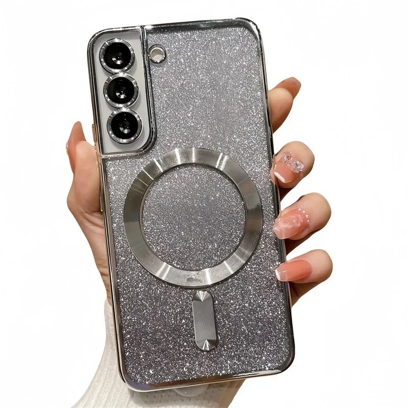 Glitter Magnetic Plating Wireless MagSafe Bright Phone Case