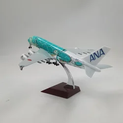 20cm Metal SeaTurtle Airplane Toy with Japan Air ANA Airbus Design (Green)