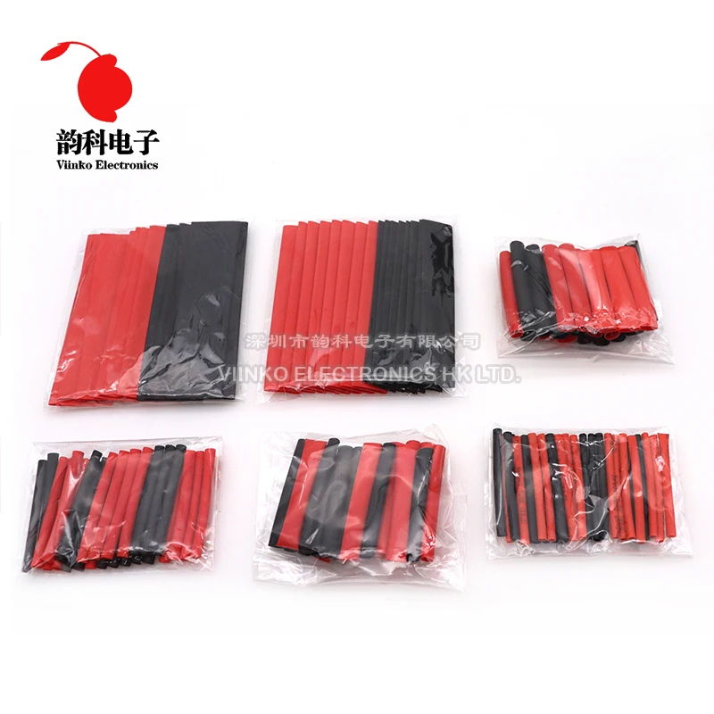 2:1 Heat Shrink Tube Insulation Sleeving Red Black Polyolefin Assortment Kit Electrical Wire Cable Shrinkage heatshrink 127pcs