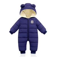 Baby jumpsuit winter new plush and thick hooded down climbing suit for babies to go out and hug clothes, newborn cotton jacket 6