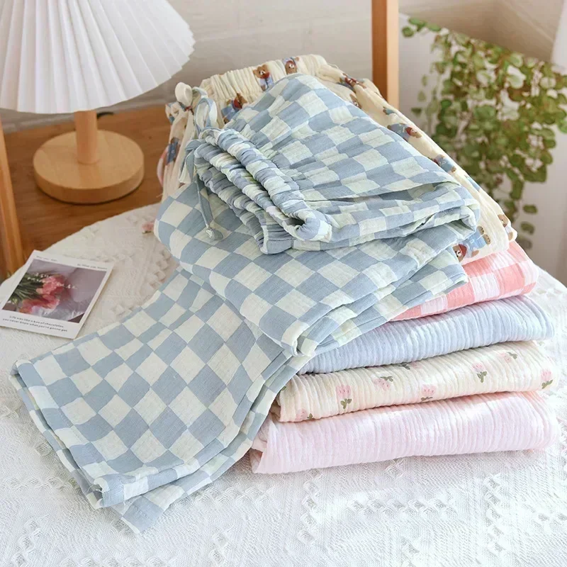 Pajama Pants for Women 100% Cotton Loose Straight Sleep Pants