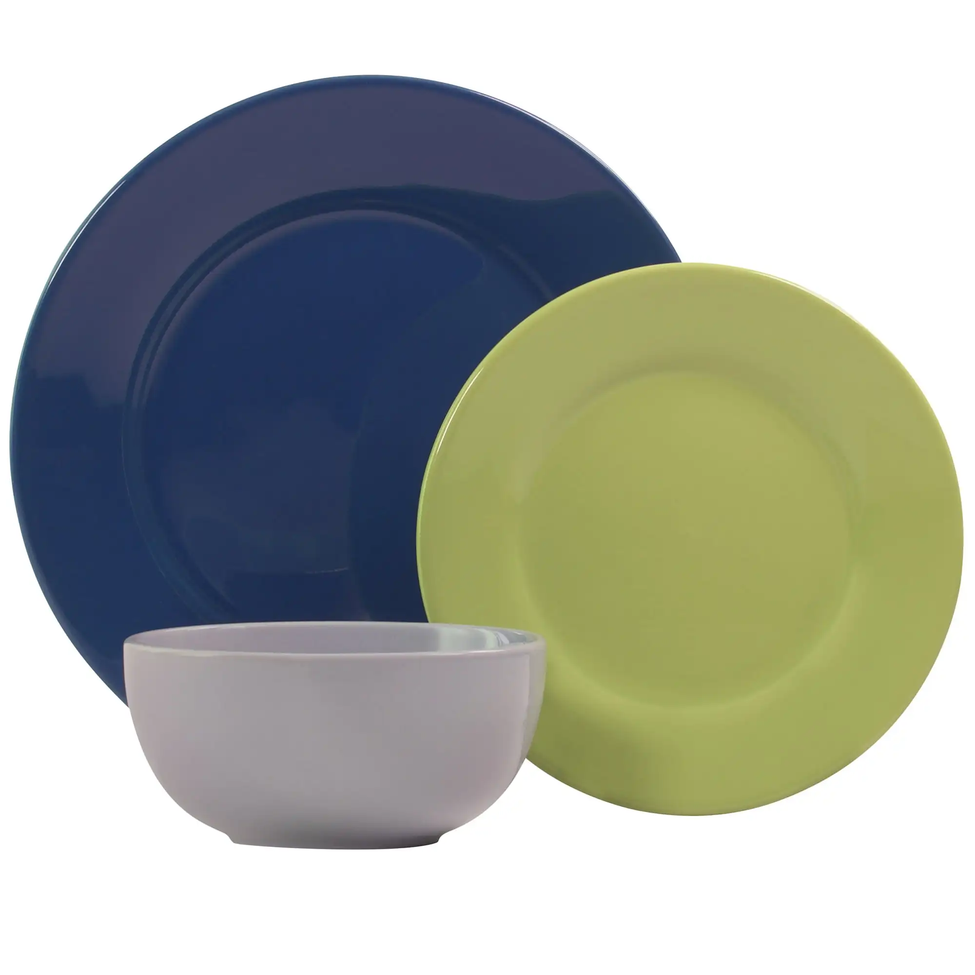 

Mainstays Pastel 12-Piece Round Stoneware Dinnerware Set, Cool Tones