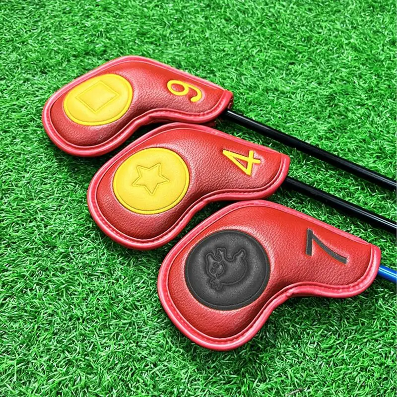 

10PCS Golf Irons Cover Embroidery Cartoon Club Cover Head Cover Protective Cover Golf Irons Cover With Identification Number