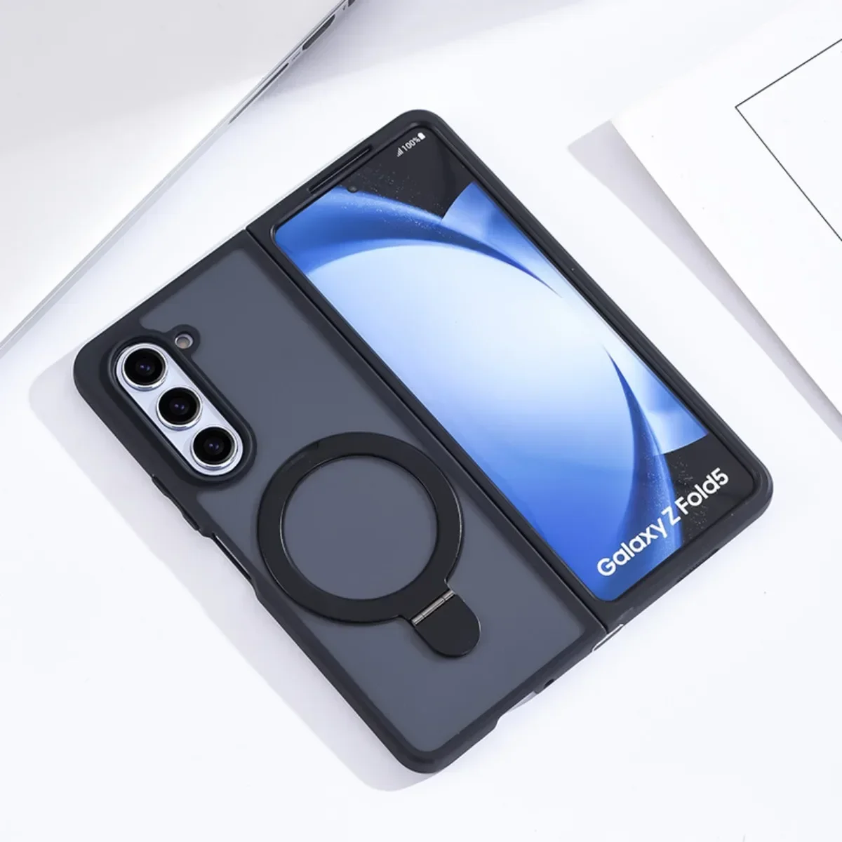 

Translucent Matte Kickstand For Samsung Galaxy Z Fold 5 4 Magsafe Case Magnetic Holder Wireless Charging Shockproof Hard Cover