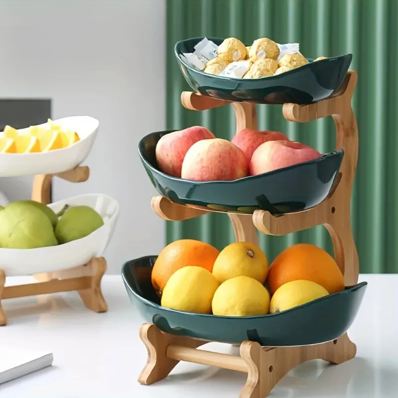 Fruit Bowl Plates Kitchen Wooden Tableware