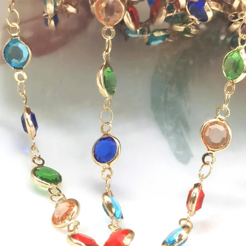 1 Meter 6 mm bunte Glasperlen Kupferkette für DIY Halskette Armband Kostüm Schmuckherstellung Zubehör – Detail 14