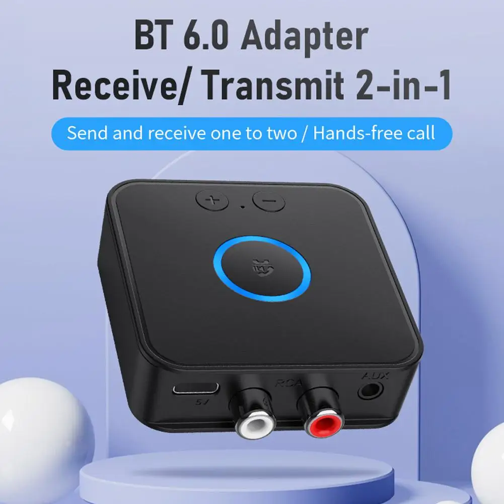 블루투스 6.0 오디오 수신기 송신기 3.5mm 잭 2RCA HIFI 음악 듀얼 스트림 무선 어댑터 자동차 스피커 PC 도매