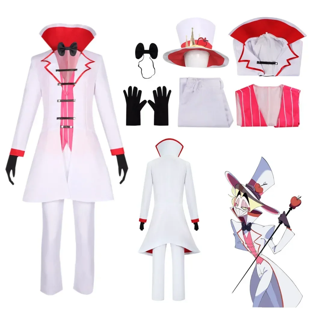 Lucifer Morningstar Cosplay Costume Anime Uniform Hazbin Adult Men Suit Hotel Halloween Party Hat Carnival Uniform Costumes Cos