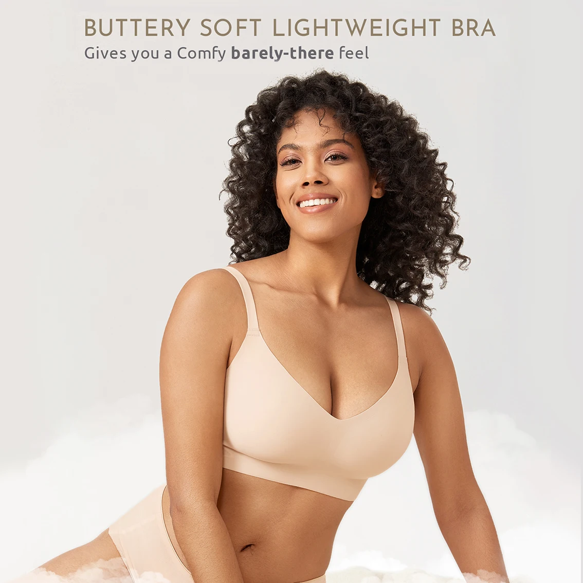 Women's Seamless Wireless Support Bra Invisible Plus Size Bralette Comfortable Padded Smoothing B C D DD E F
