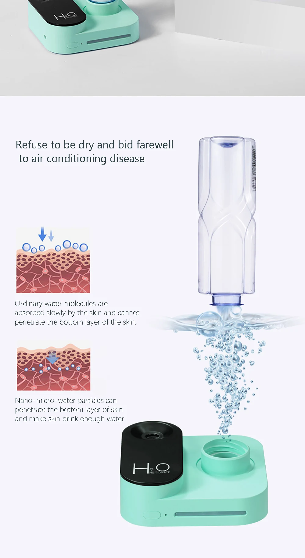Description Picture 5 of itemRechargeable Mineral Water Bottle Humidifier Large Spray USB Portable Air Hydrate Desktop