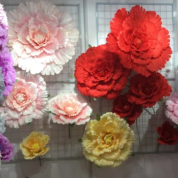 Fiori da sposa di diverse dimensioni Fiore artificiale di seta grande Testa di peonia Fiori giganti per la decorazione della parete di sfondo floreale fai da te 1