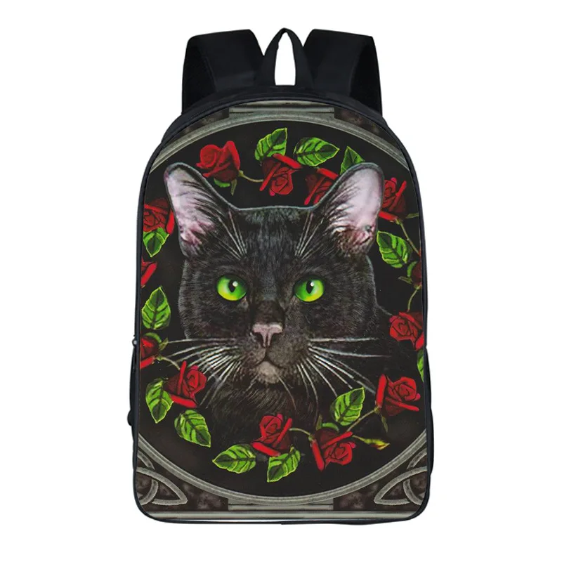 Goth Cat Backpack Women Creative Polyester Comfortable Burden Reduction Primary School Schoolbag Mochila Feminina Bagpack Plecak