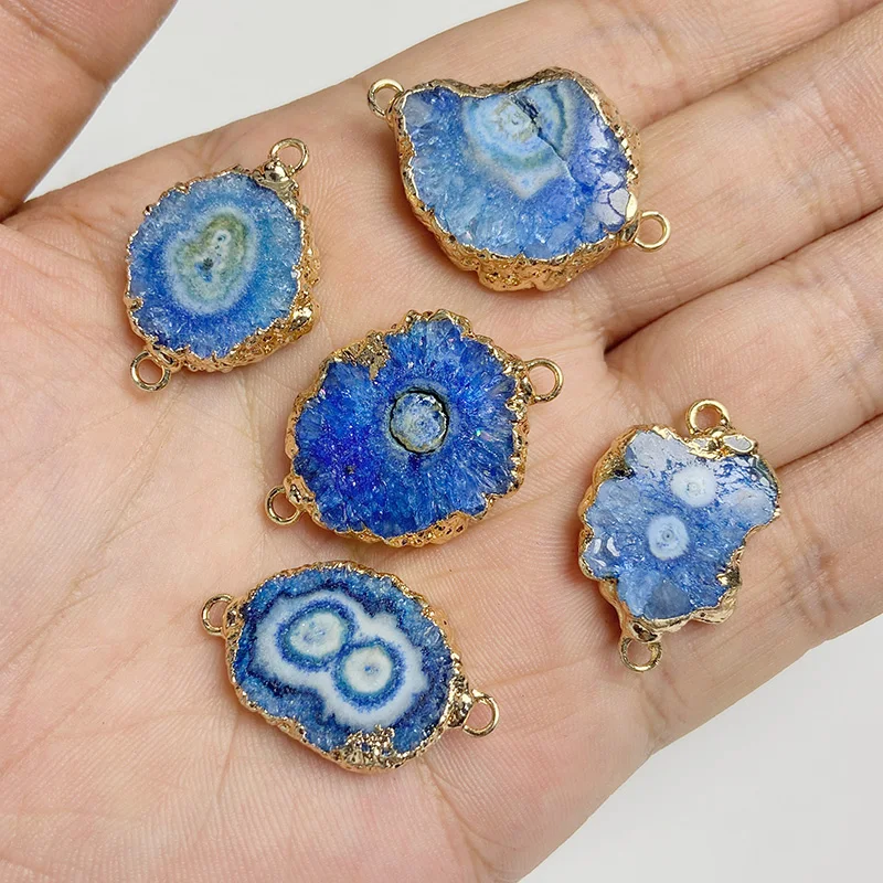 2 teile/los natürliche druzy Achate Anschlüsse uneguar runde Quarzs Anhänger für Schmuck Herstellung Halskette Armbänder DIY Zubehör – Detail 22