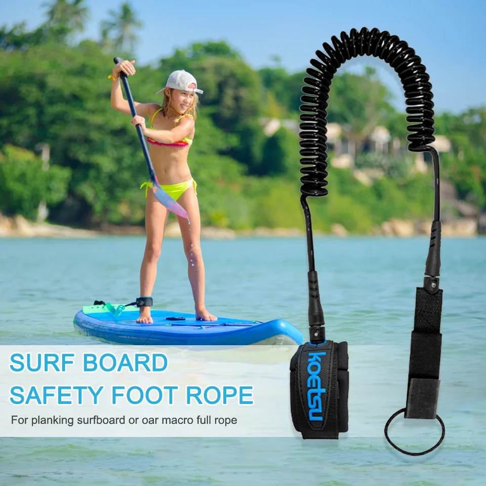 Leash De Surf 10 Pieds (3 M) TPU - Cordon Sécurité Spirale Pour Planche De Surf, Paddle, Kayak - Sangle Cheville Ajustable