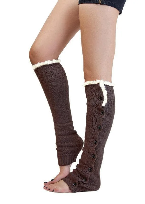 Beinschützer für Damen, Herbst und Winter, neue Spitzenknöpfe, warme lange JK-Stapelsocken, Stiefelüberzug – Detail 12