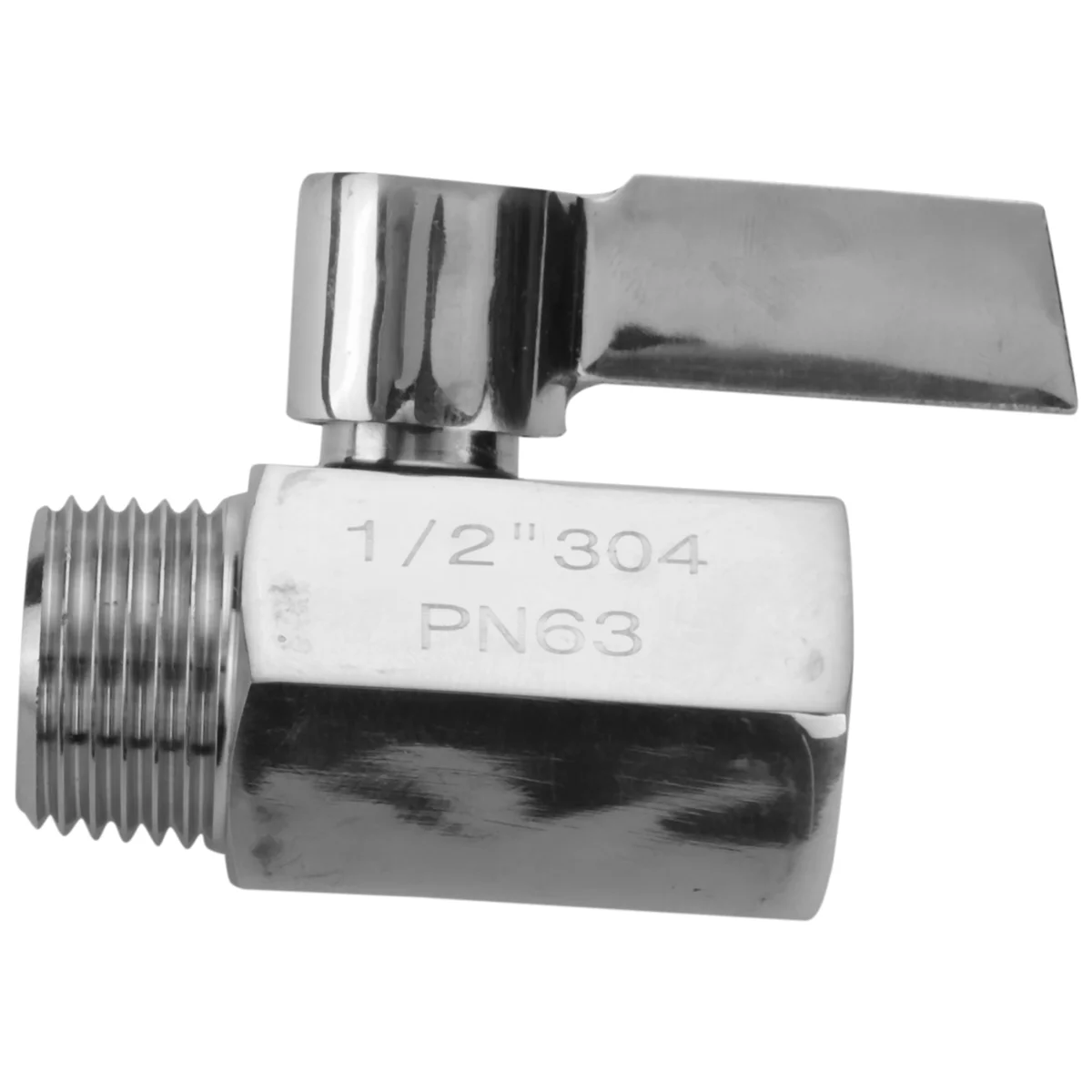 Ball Valve 304 Stainless Steel Mini Ball Valve(1/2 Inch Female x Male) NPT Thread Water Flow Regulator Head Control Valve