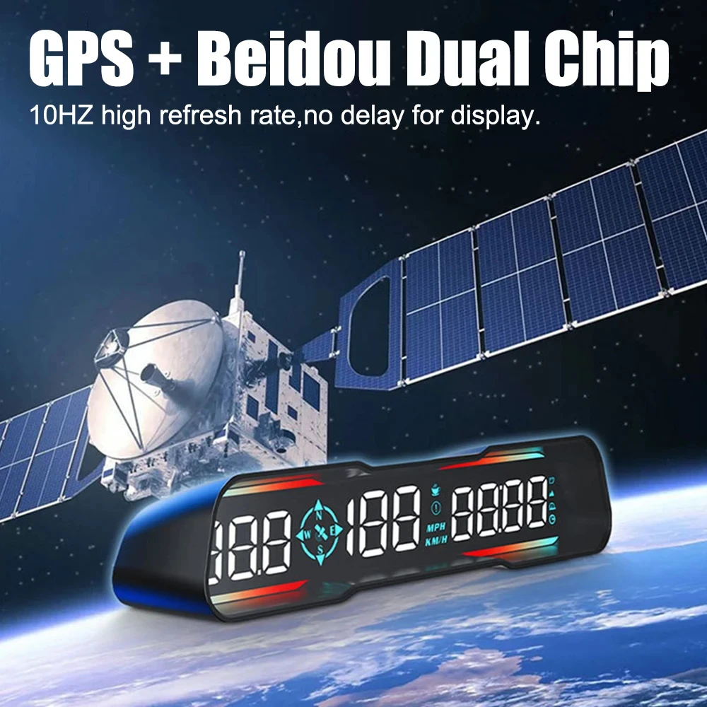 G19 자동차 GPS 헤드업 디스플레이 계량기, 자동 나침반 HUD, KM/H MPH, 스마트 디지털 알람 리마인더, 계량기 속도계 시계