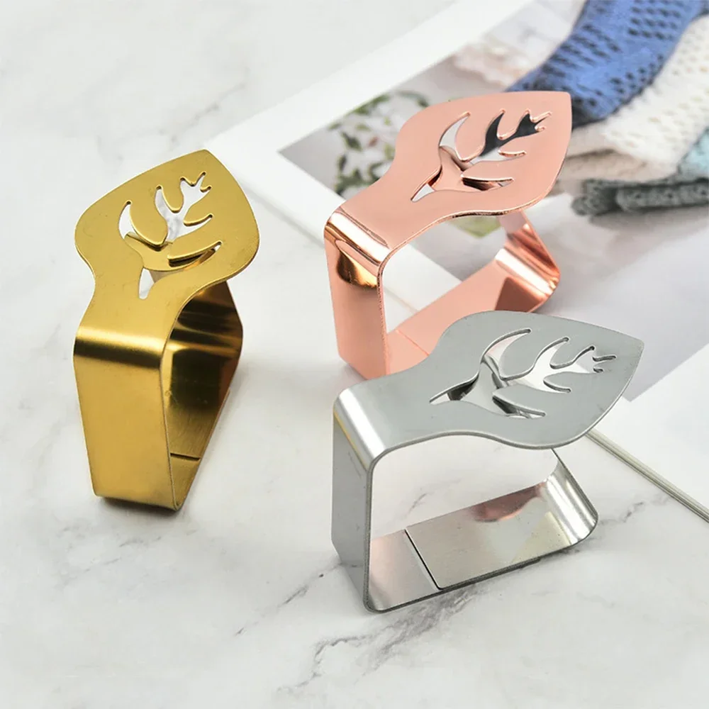 4PCSStainlessSteelTableclothClipsDecorativeLeafTableclothClamp