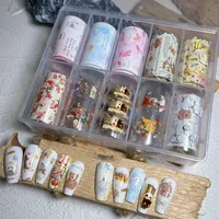 Nouveaux autocollants de transfert de manucure Graffiti peints à la main, feuilles d'ongles (besoin de être assorties à la colle de transfert), 10 couleurs pour ongles 3