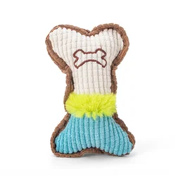 Durable Squeaky Plush Dog Toy - Safe, Non - Toxic Boredom Relief (Blue White Bone)