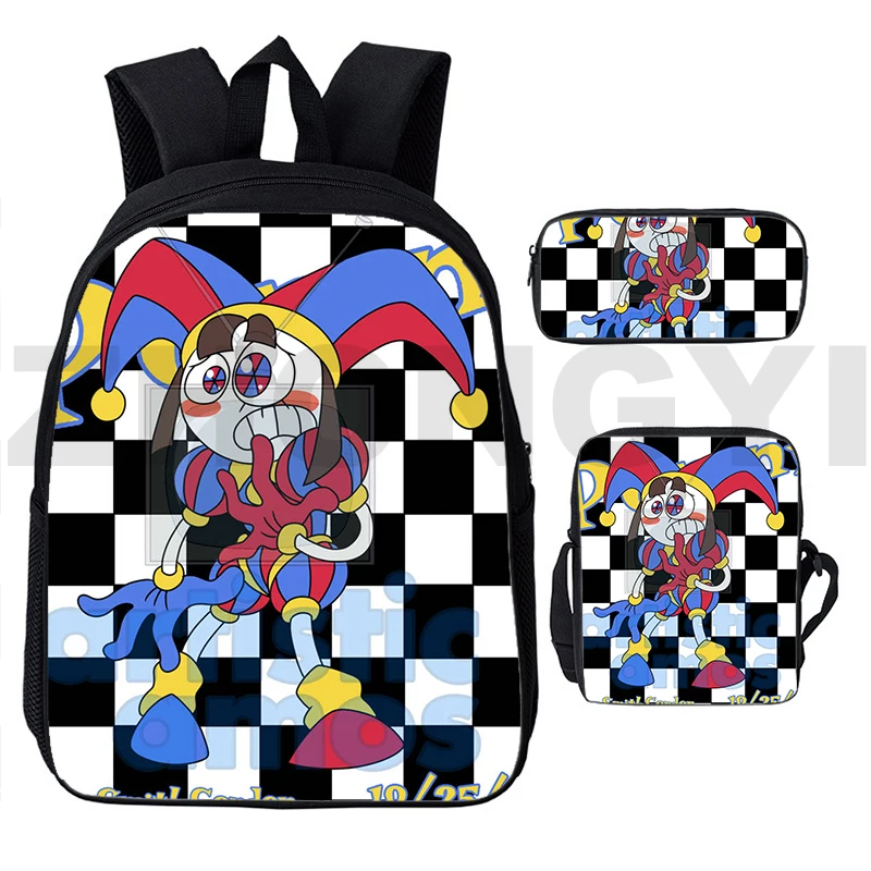 

Потрясающий цифровой цирк рюкзак для мужчин на молнии качественная нейлоновая сумка через плечо 3 в 1 Аниме книжная сумка 3D Мультяшные школьные сумки для детей