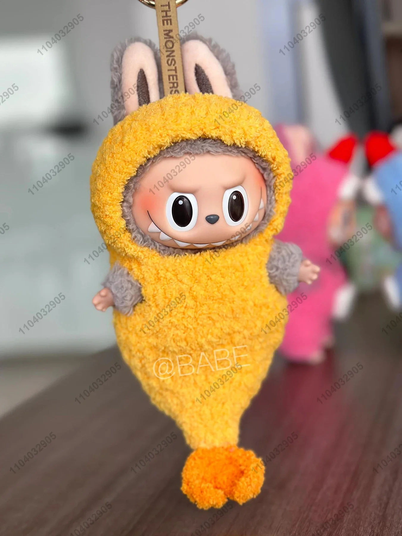 Labubu The Monster Fried Shrimp Costume Tempura Clothes 1:1 Original Replica Vinyl Doll Action Figure Bag Charm Pendant Gift