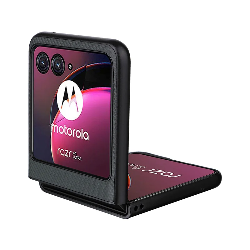 Luxurious Carbon Fiber Slim PU Leather Phone Case - Premium Book Cover for Motorola Razr 40 Ultra