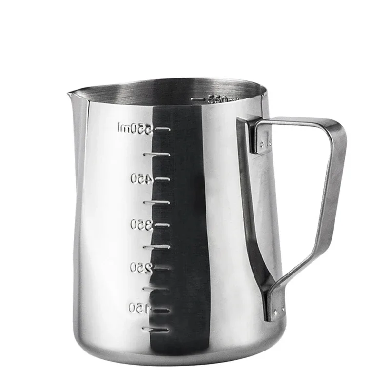 350-550ml Stainless Steel Flower Cup Thickened Pointed Mouth Scale Flower Milk Bubble Tank Milk Cup Coffee Utensil flower milk cup