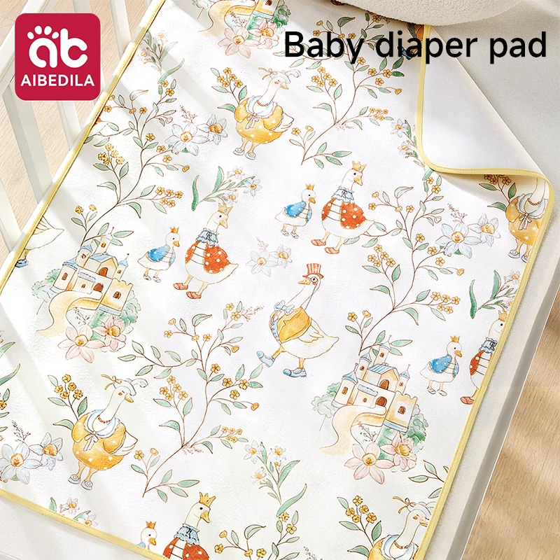 AIBEDILA Waterproof Baby Diaper Washable Newborn Urine Pad Cartoon Bed Protector Diaper Bedding Urine Pads Cloth Breathable