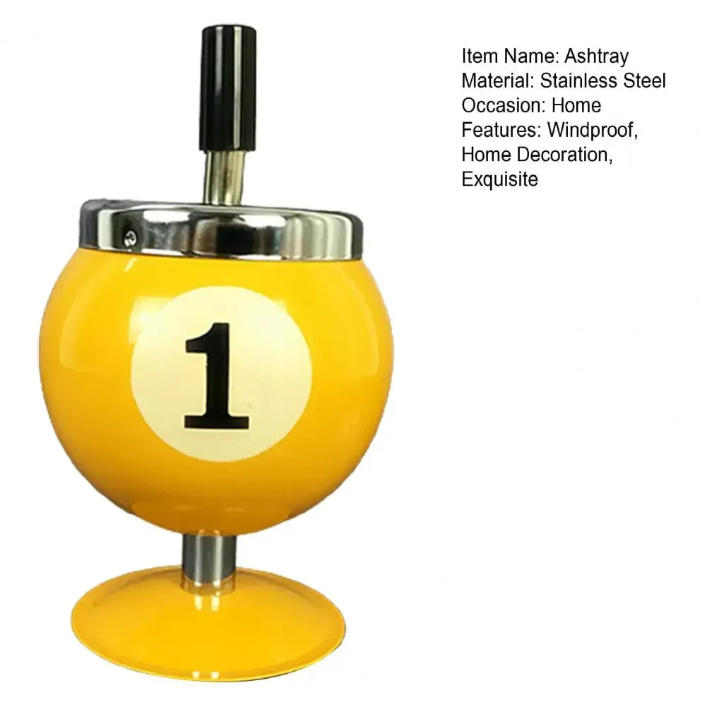 Cigarettes Ashtray Metal Ashtray Ash Case Large Windproof Heat Resistant Three Bayonets with Lid Fashion Pool Billiard Ball Design Ashtray Ornament for Men Gift